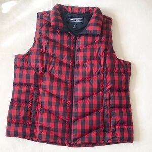 Lands End Down Plaid Puffer Vest